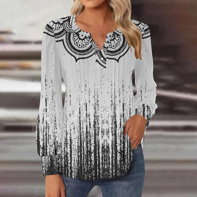Claire - Bluse Med Print Til Kvinder