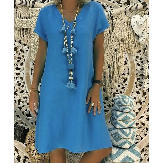 Olivia - Elegant Kjole Med V-hals