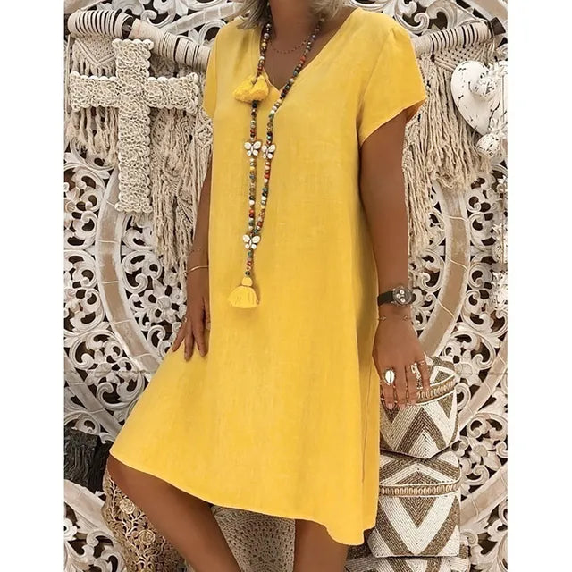Olivia - Elegant Kjole Med V-hals