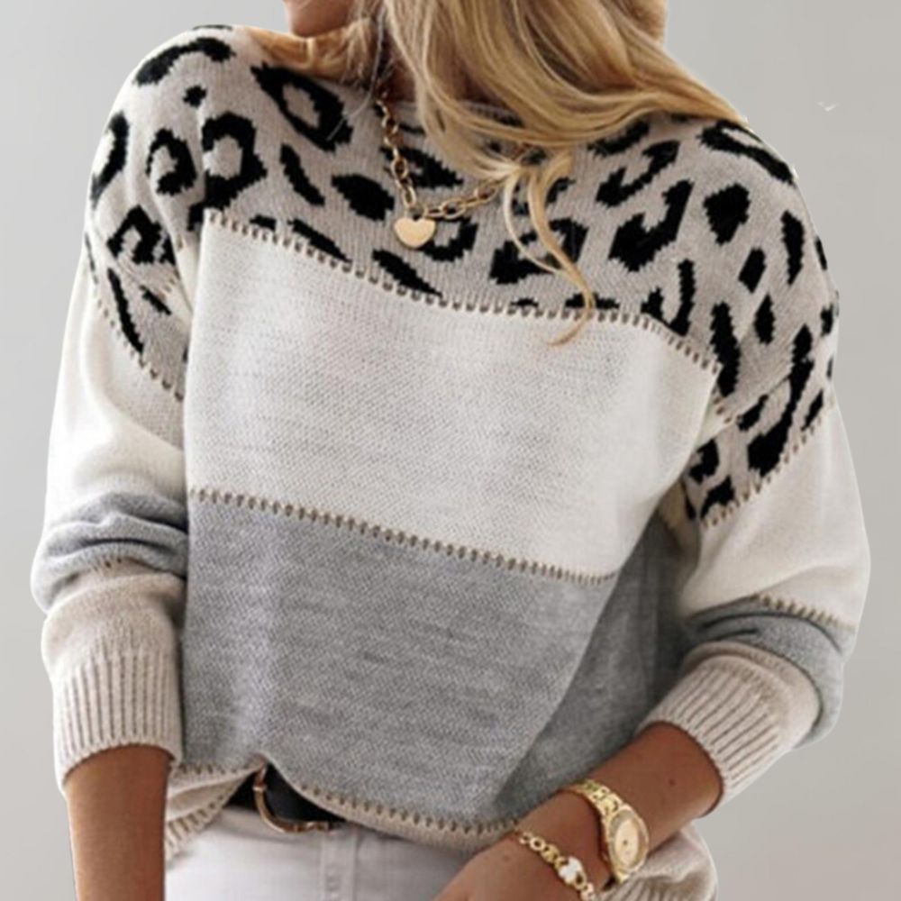 Chiara – Strikket Damebluse med Dyreprint