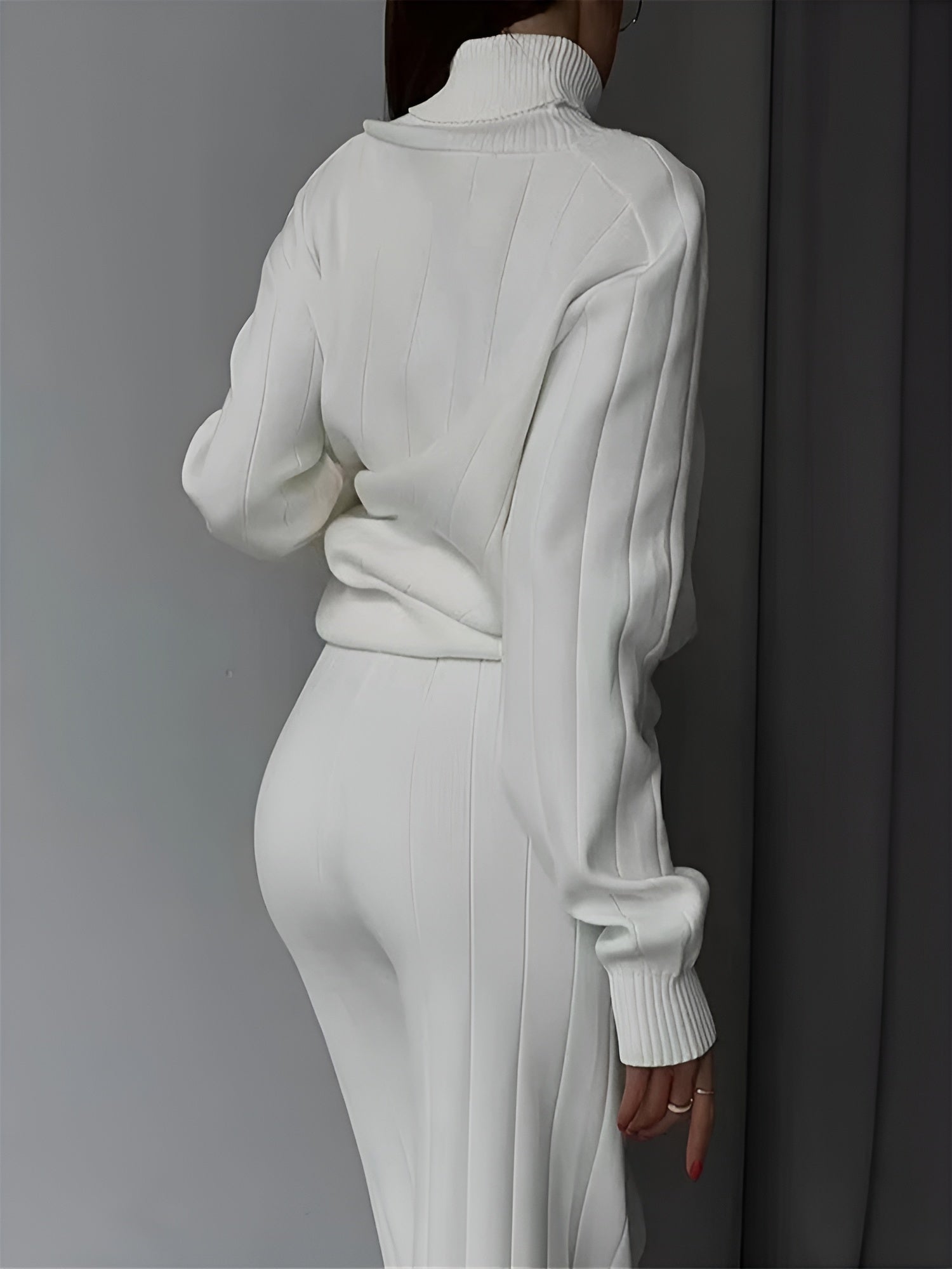 Sofia – Strikket Kvinders Loungewear Sæt i Hvid