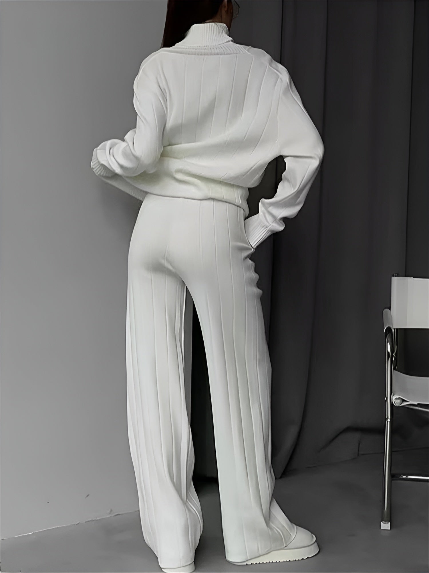 Sofia – Strikket Kvinders Loungewear Sæt i Hvid