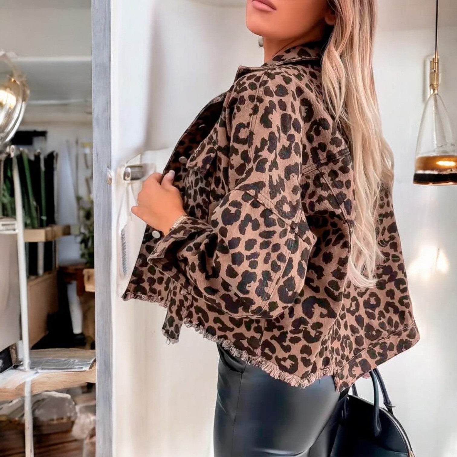 BiancaRizzo Leopard Print Denimjakke til kvinder