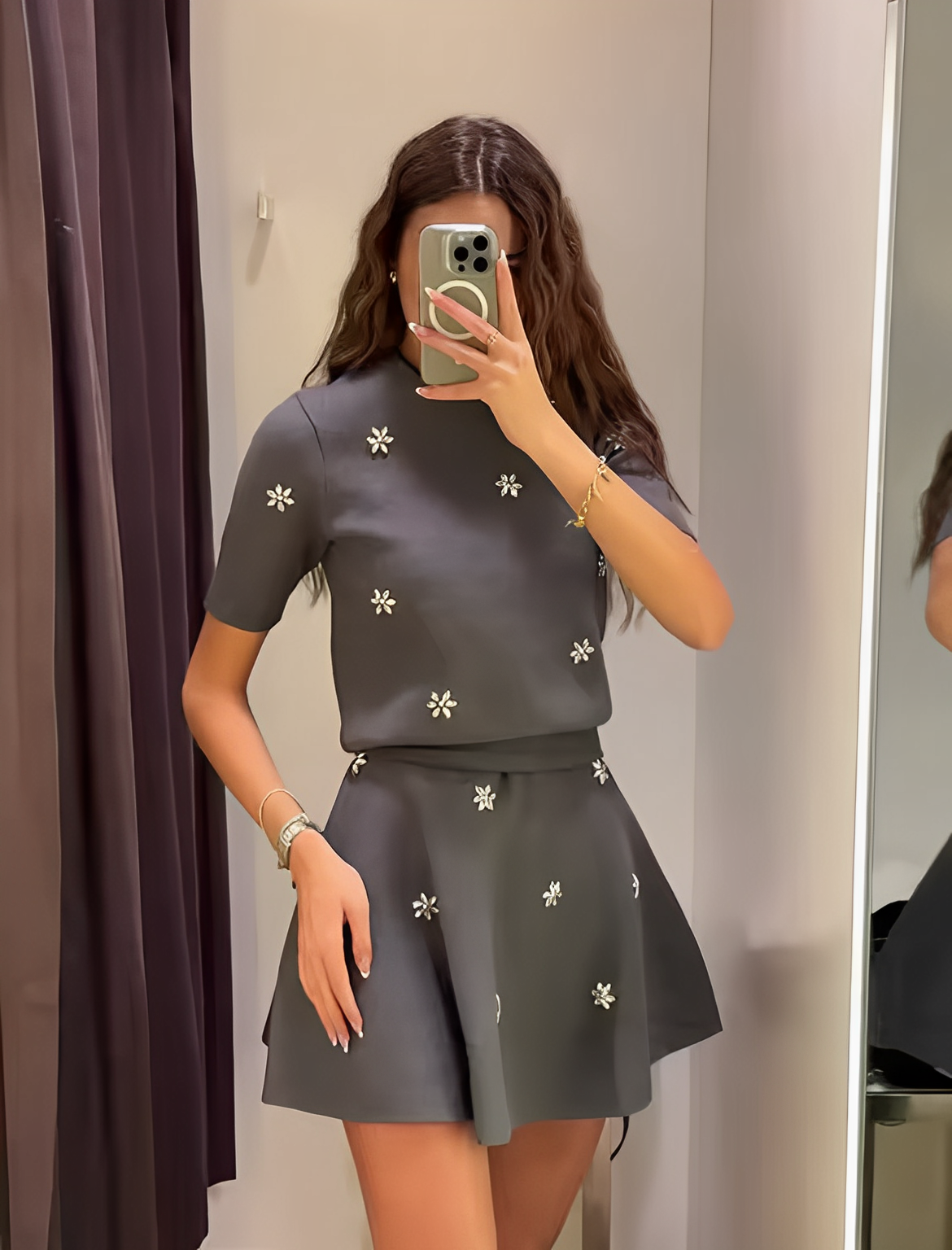 FabrizioFiore Strikket Co-ord Sæt med Blomster til kvinder