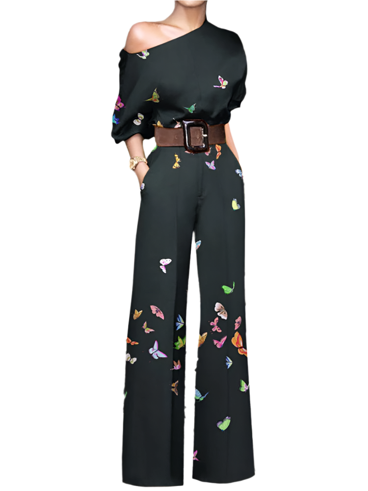 Isabella – Off-Shoulder Dame Jumpsuit med Blomsterprint
