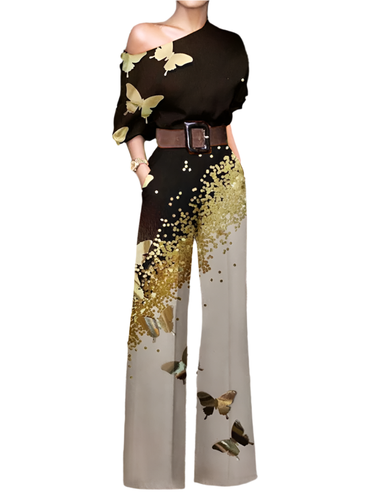 Isabella – Off-Shoulder Dame Jumpsuit med Blomsterprint