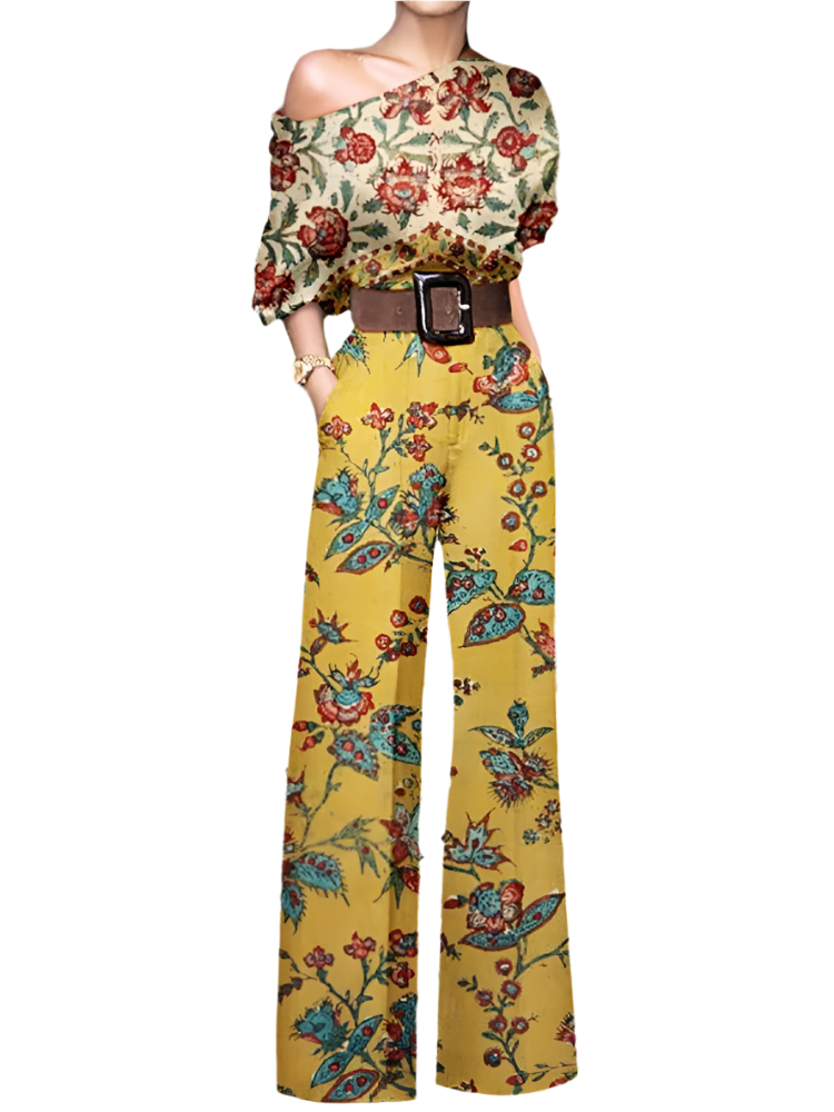 Isabella – Off-Shoulder Dame Jumpsuit med Blomsterprint