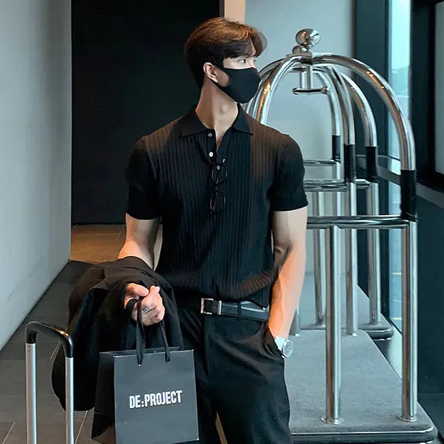 BrunoMarcello Strikket Poloshirt