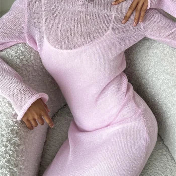 EnricoDonati Strikket kjole og cardigan sæt til kvinder