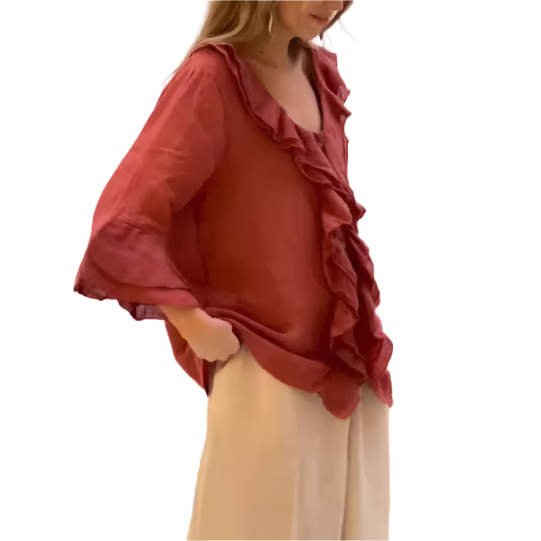 Isabella – Elegant Ruffle Bluse til Kvinder