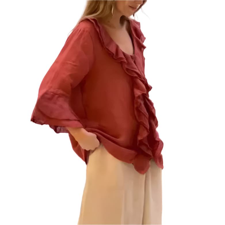 Bernadette – Let og Elegant Damebluse med Flæseærmer