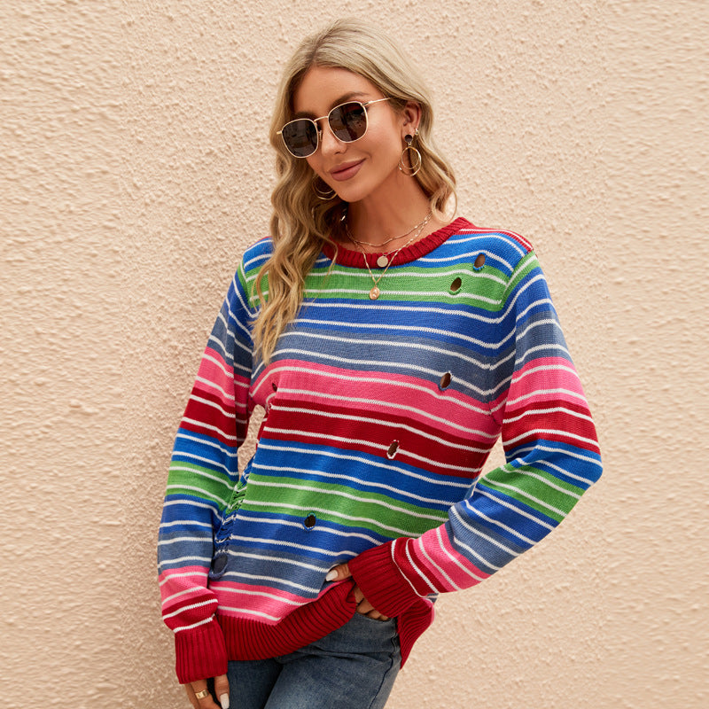 BiancaColore Farve Ripped Sweater Til Damer