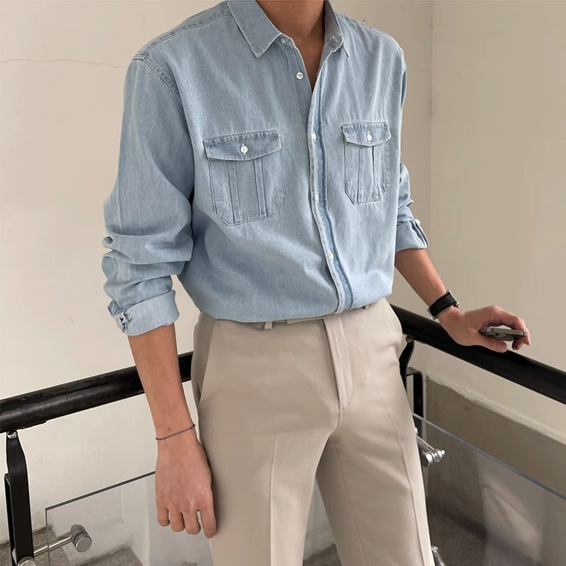 NicoloBellini Herre Denim Lange Ærmer til mænd