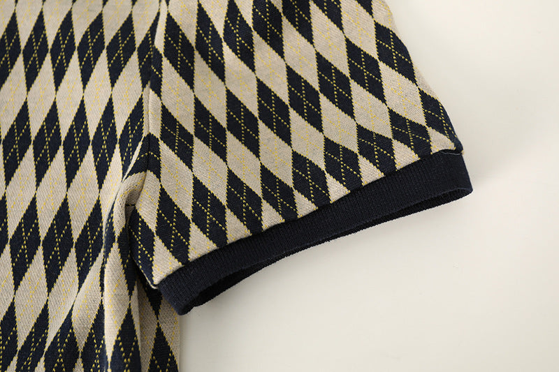 Isabella – Strikket Sommerkjole til Kvinder i Khaki med Tern