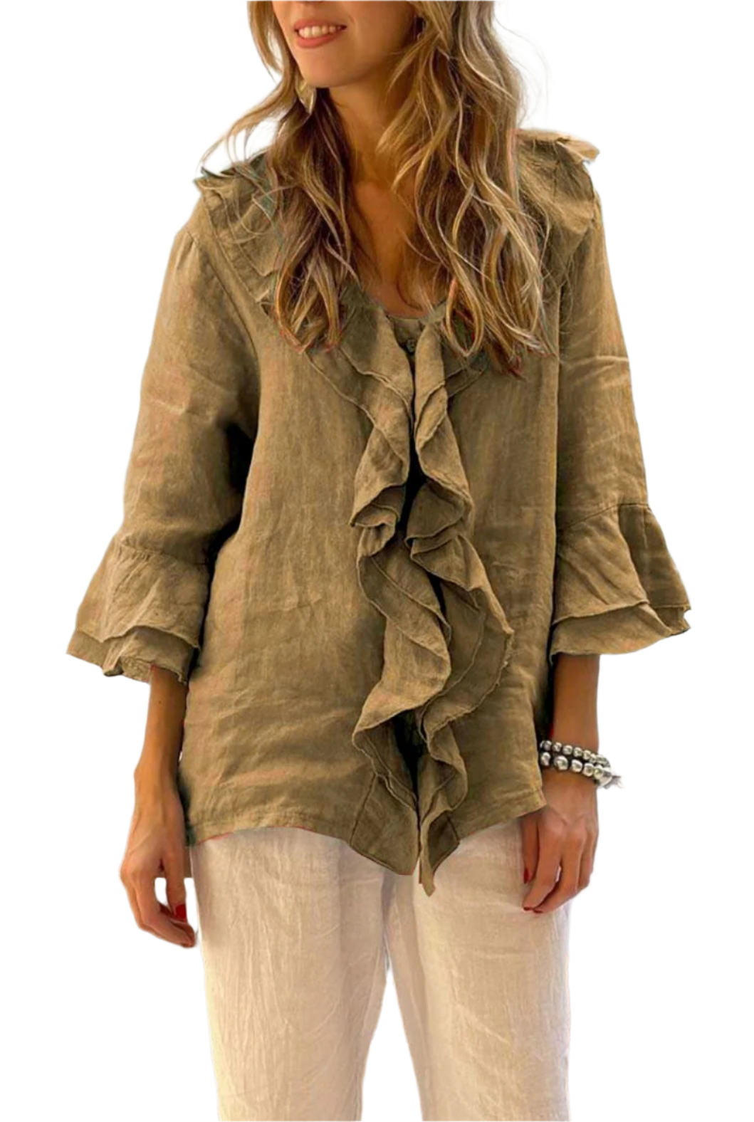 Isabella – Elegant Ruffle Bluse til Kvinder