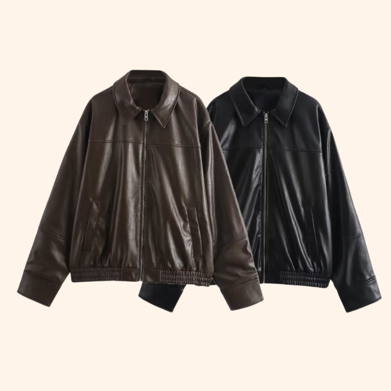 AntonioRicci Læder Efterårsjakke Til Kvinder