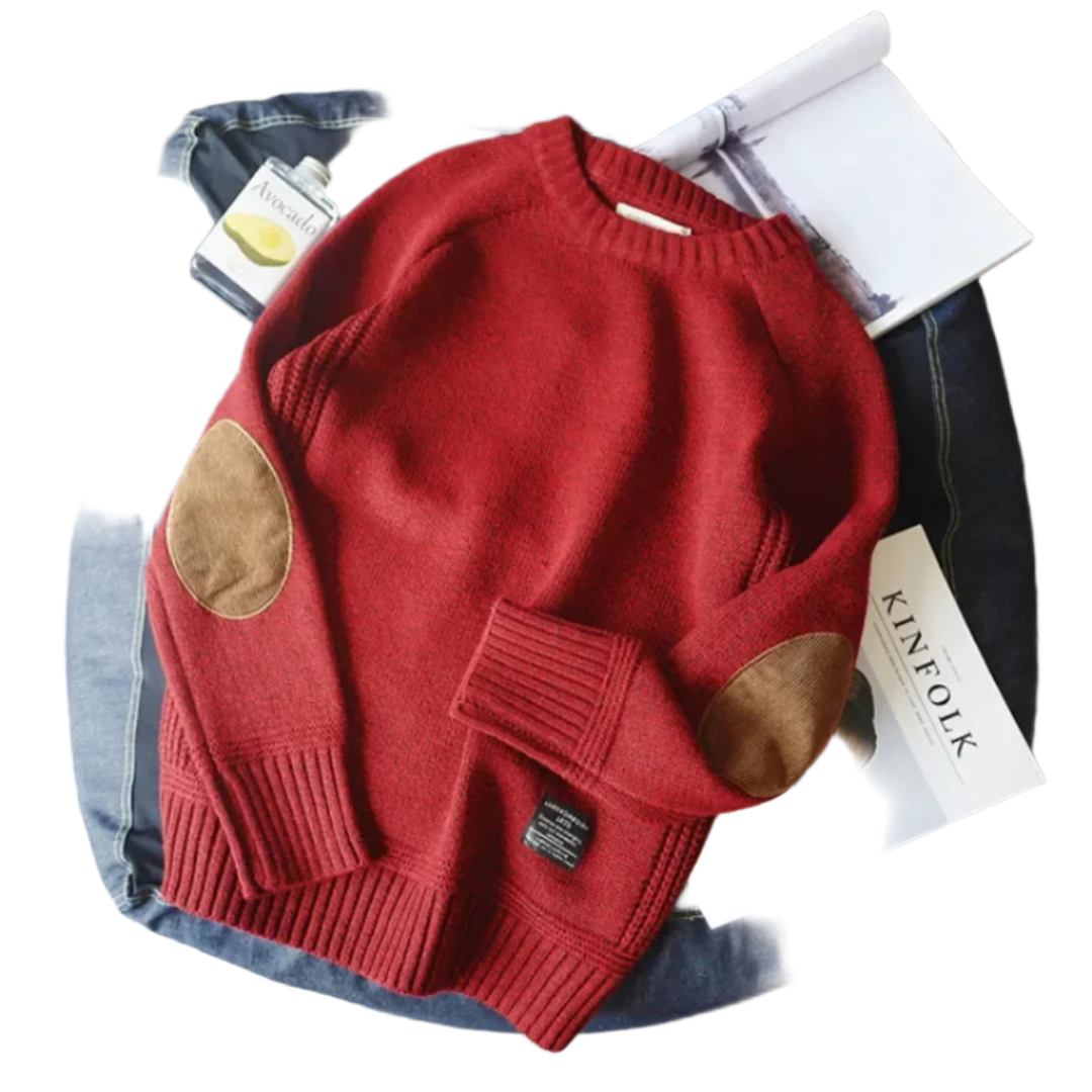 Lorenzo – Herre Pullover i Bomuld med Albuedetaljer