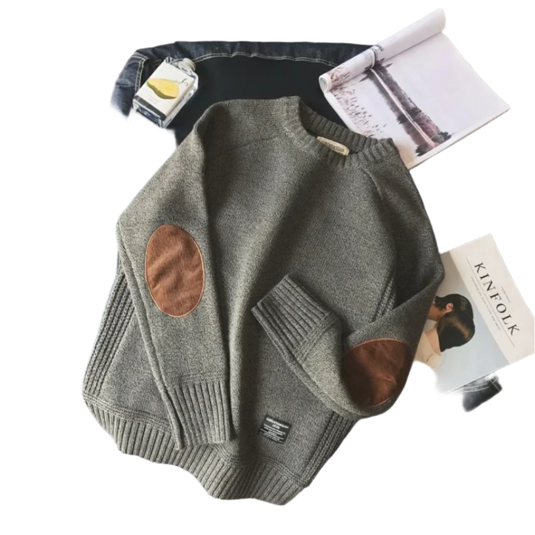 Lorenzo – Herre Pullover i Bomuld med Albuedetaljer