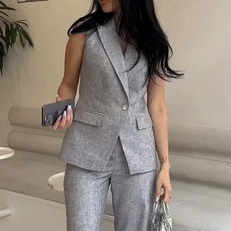 Elena – Ærmeløs Kvindesommer Sæt til Kontorbrug