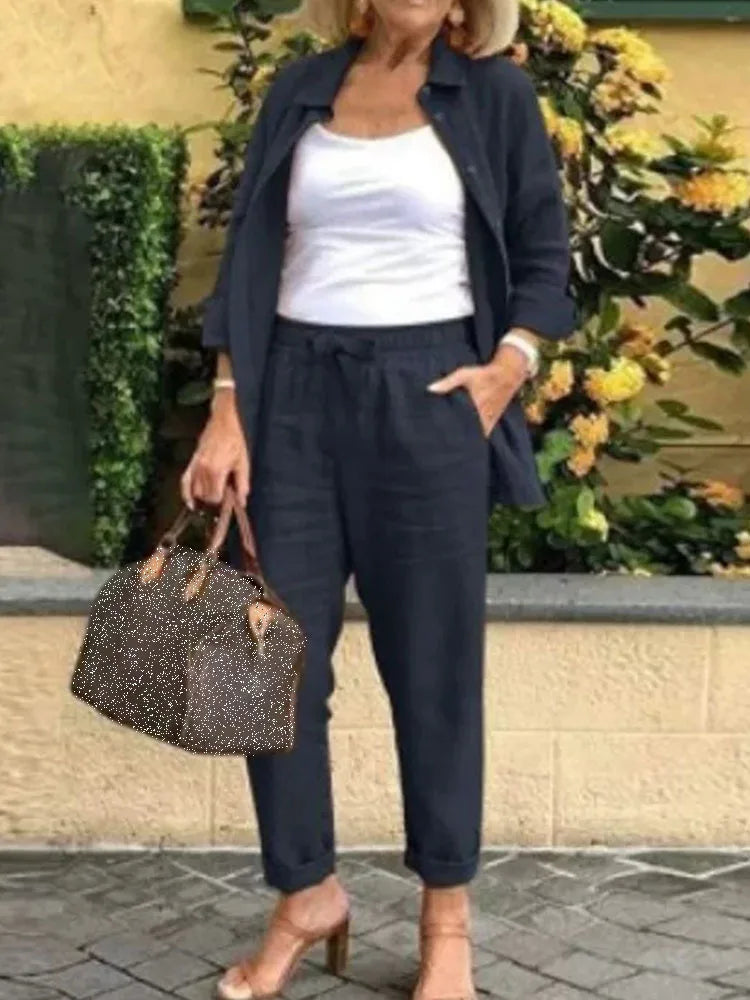 ChiaraRossi Casual bomuld og hør 2-delt sæt