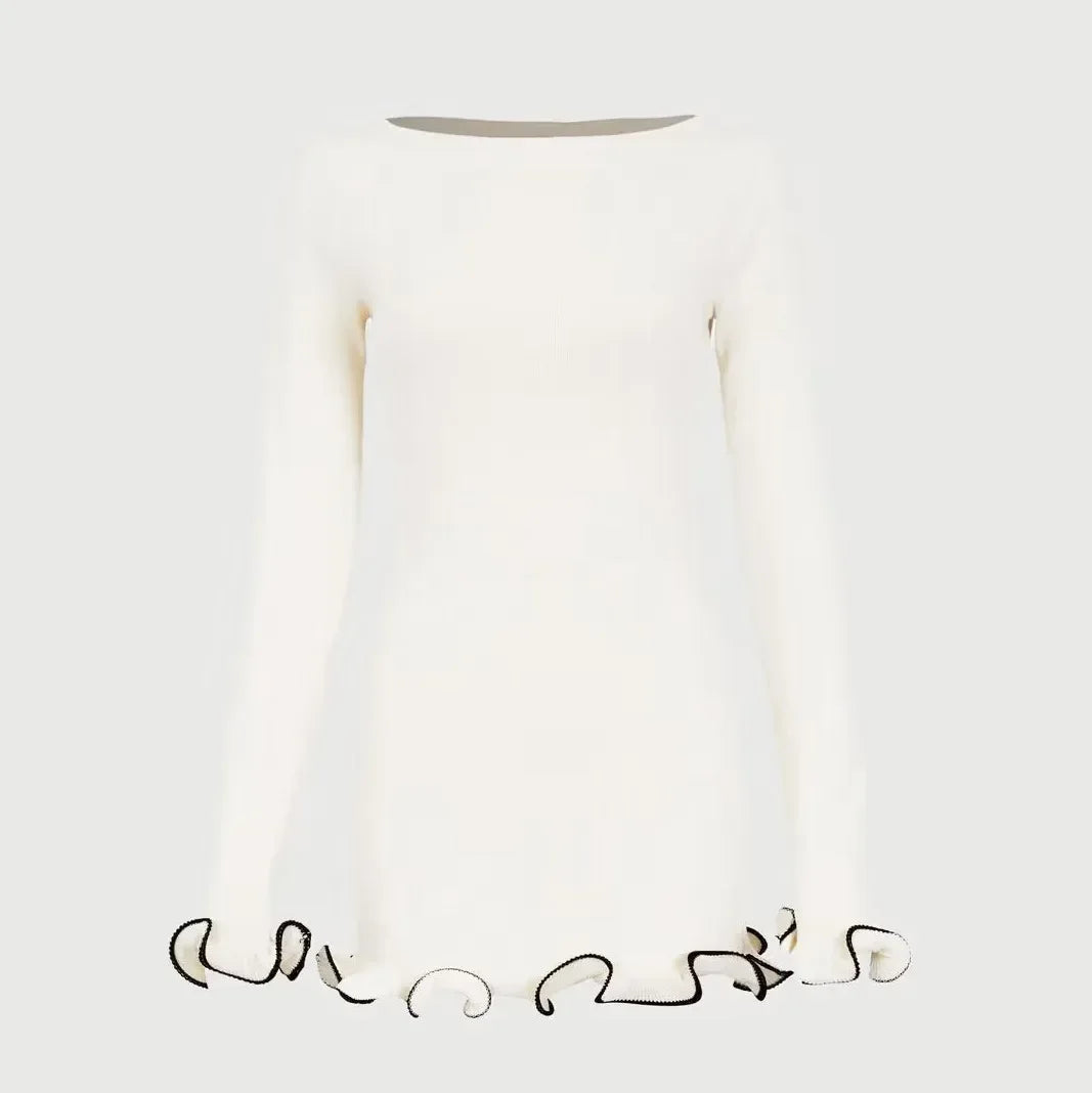 SofiaRomano Strikket Minikjole Med Flæser Til Kvinder