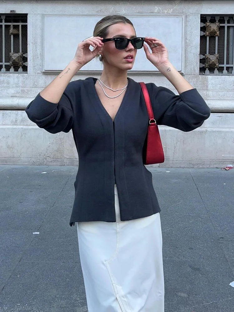 CarlaBrivio Structured cardigan og nederdelsæt til kvinder