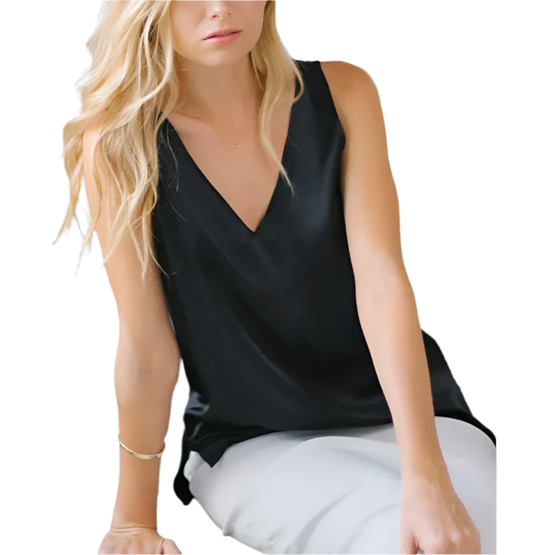 Isabella – Ærmeløs Dame Sommertop i Satinlook