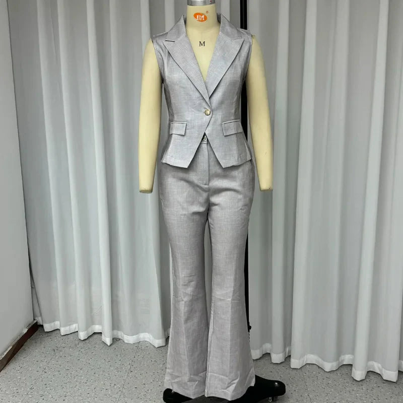 Elena – Ærmeløs Kvindesommer Sæt til Kontorbrug