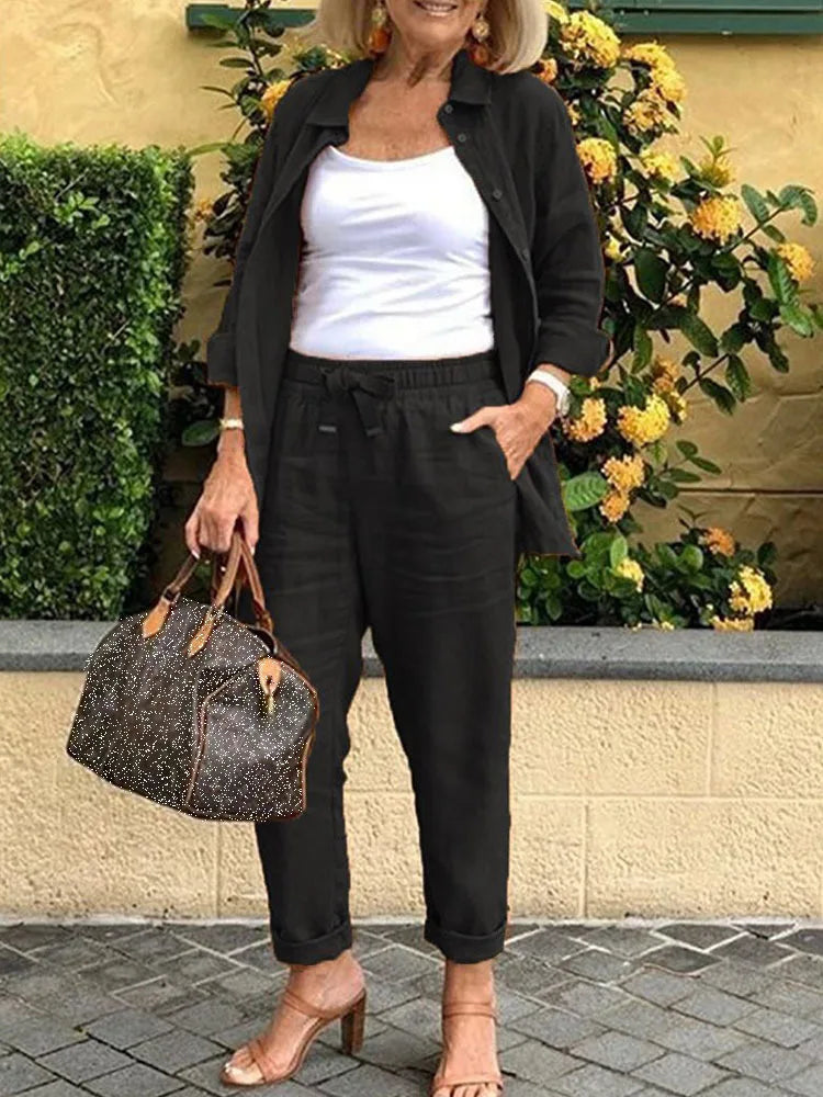 ChiaraRossi Casual bomuld og hør 2-delt sæt