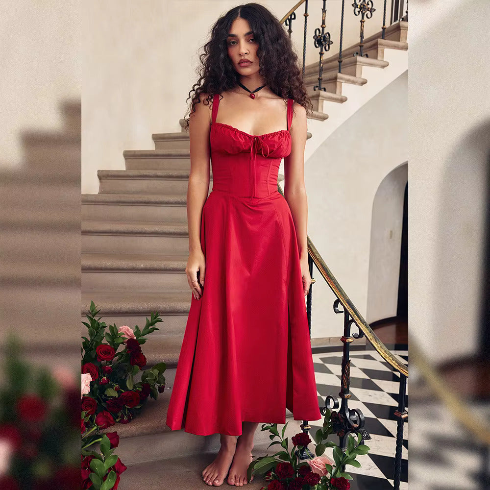 Clara – Snøre Sommerkjole med Blomsterprint til Kvinder