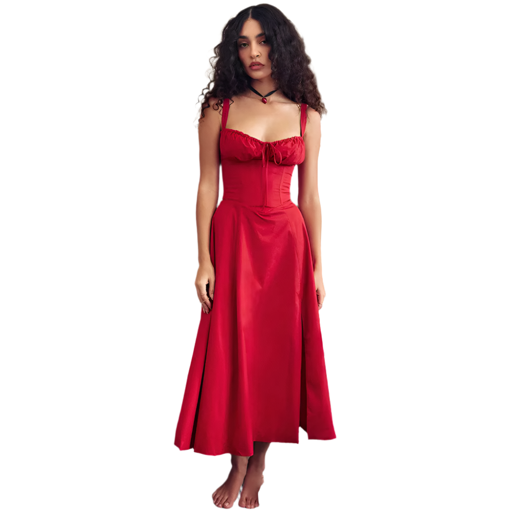 Clara – Snøre Sommerkjole med Blomsterprint til Kvinder