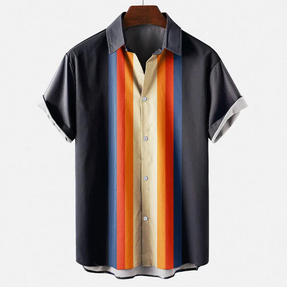 Lorenzo – Retro Mænds Stribede Skjorte med Knapper