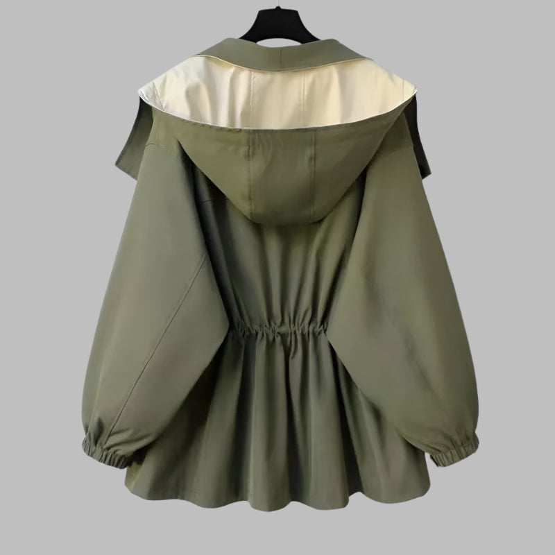 Isabella – Dame Vindjakke med Kontrast og Bælte til Efteråret