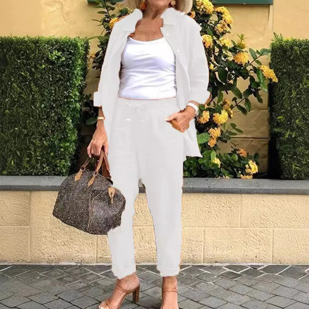 ChiaraRossi Casual bomuld og hør 2-delt sæt