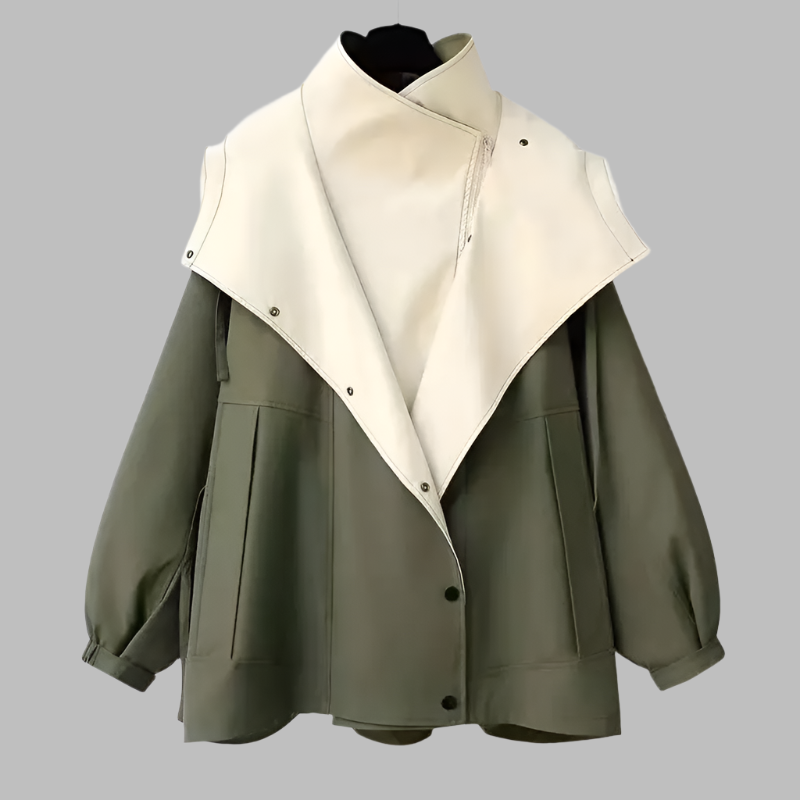 Isabella – Dame Vindjakke med Kontrast og Bælte til Efteråret