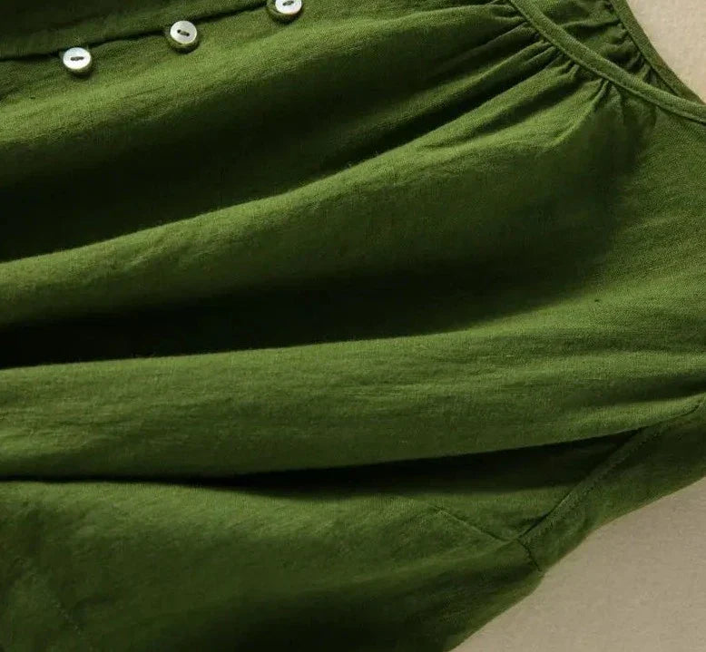 Sofia – Åndbar Bomuld-Hør Midi Kjole til Kvinder