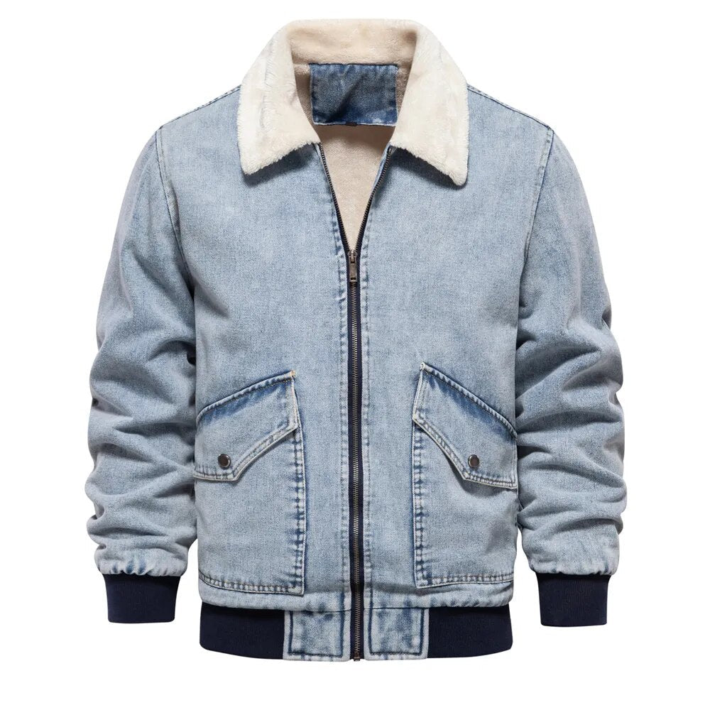 Lorenzo – Herre Denimjakke med Blød Sherpa Foring