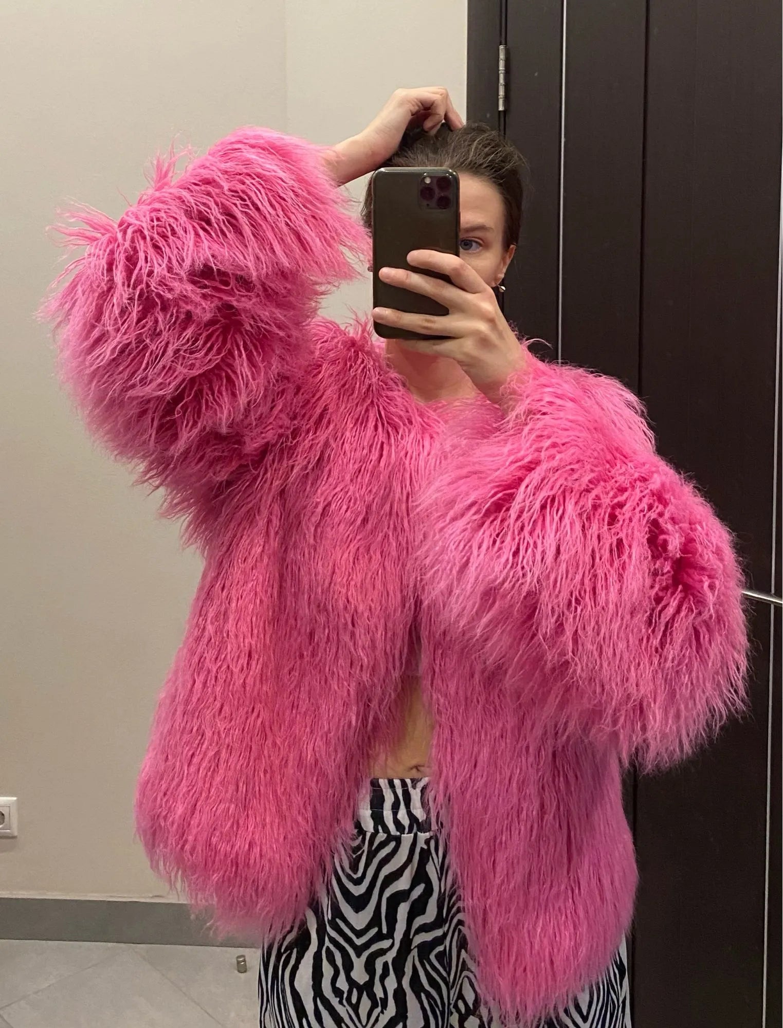 Elisa - Vibrant Unisex Festival Faux Fur Jacket