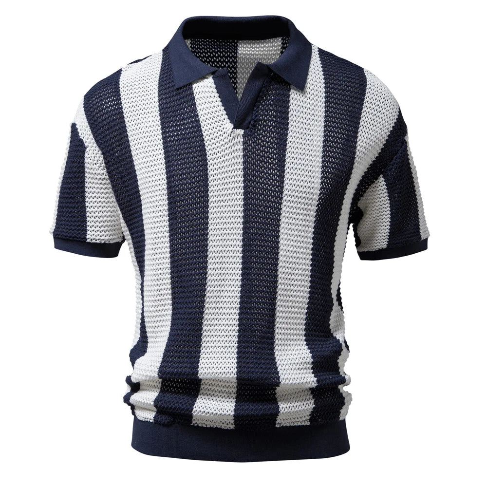 Enzo – Retro Mesh Strikket Herrepolo