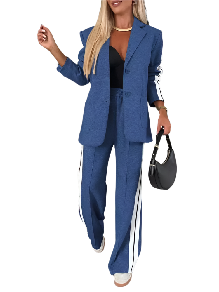 Giulia – Elegant To-delt Sæt med Blusejakke & Vide Bukser til Kvinder