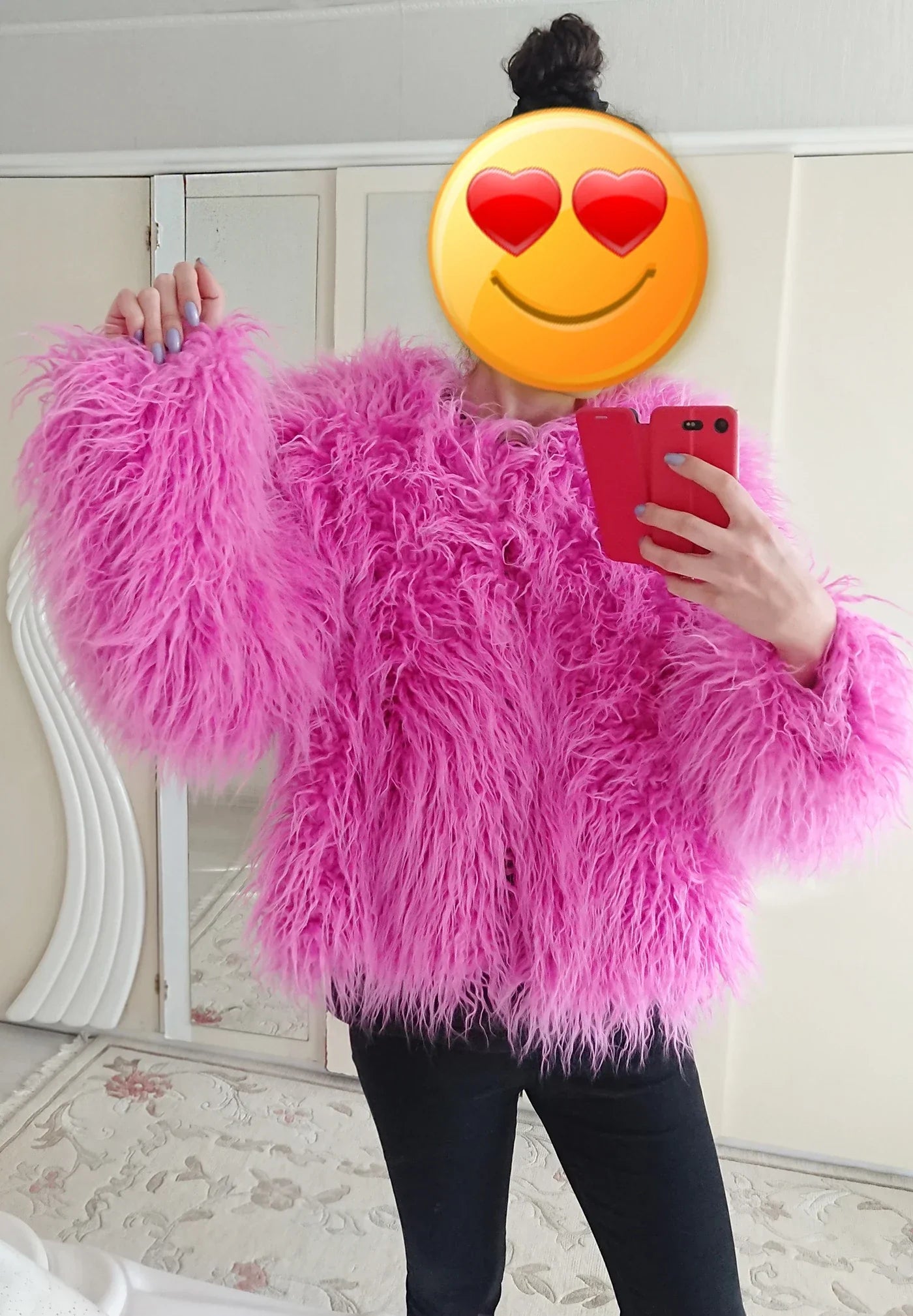 Elisa - Vibrant Unisex Festival Faux Fur Jacket