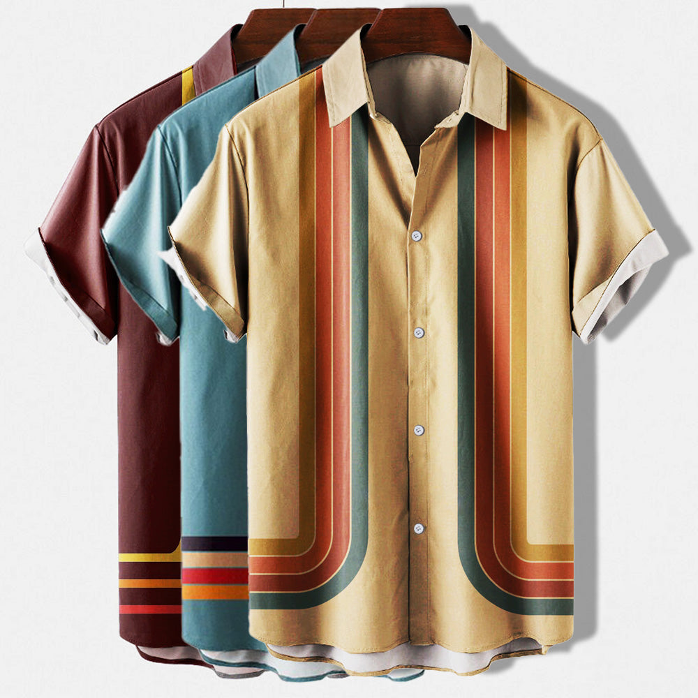 Lorenzo – Retro Mænds Stribede Skjorte med Knapper