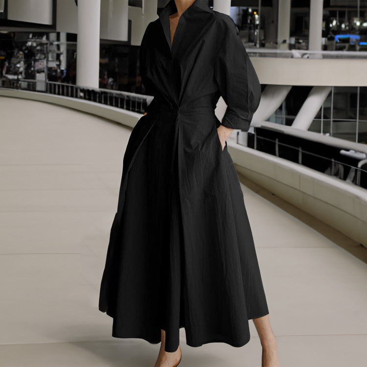 ElenaFerrucci Revers Elastisk Talje Swing Kjole Til Kvinder