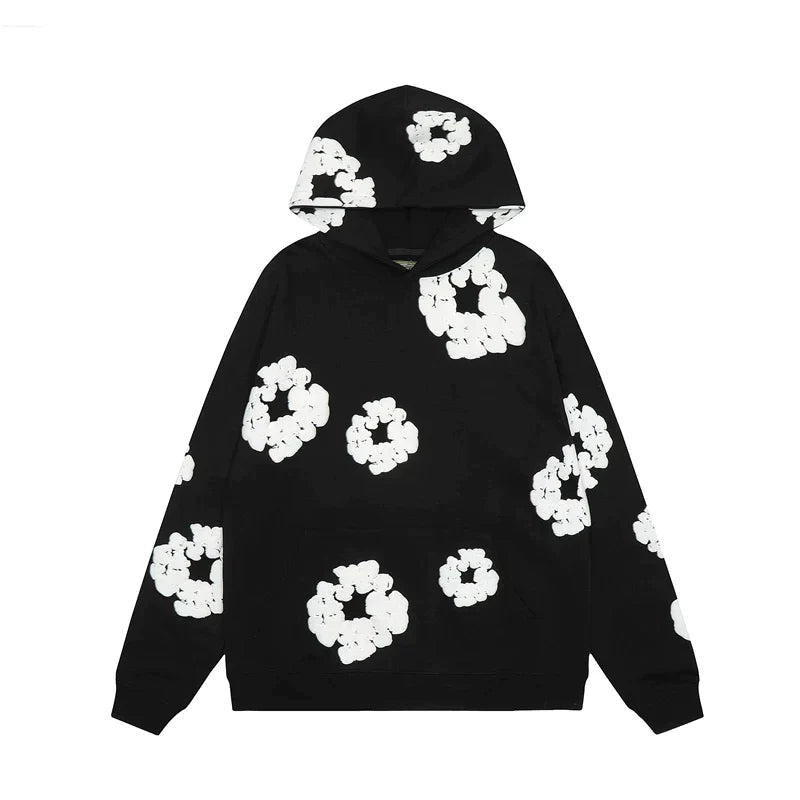ModaDenimo - Viral denim unisex floral hoodie
