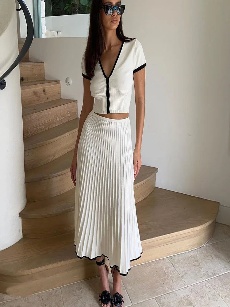MariaFiorelli Trim Sweater Nederdel Sæt