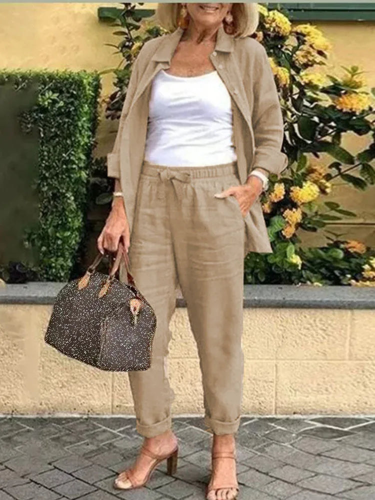 ChiaraRossi Casual bomuld og hør 2-delt sæt