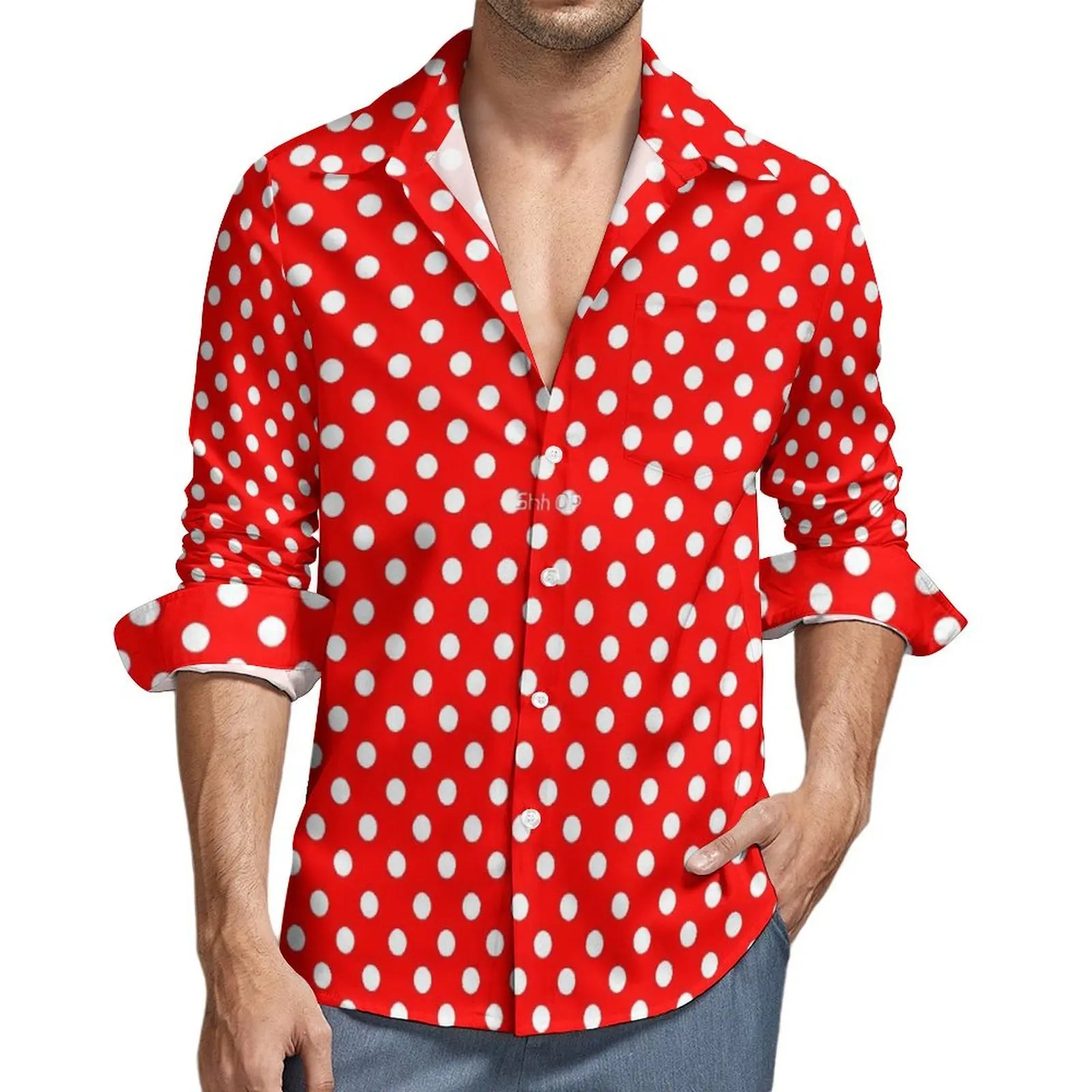 NiccolòBartoli polkaprikket langærmet skjorte