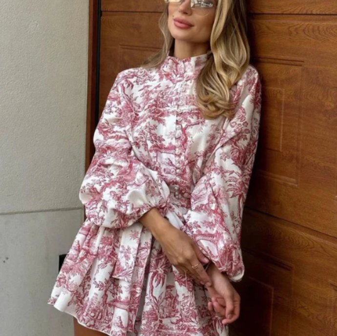 LorenzoLuca plisseret sommerkjole med pufærmer