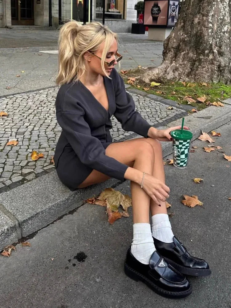 CarlaBrivio Structured cardigan og nederdelsæt til kvinder