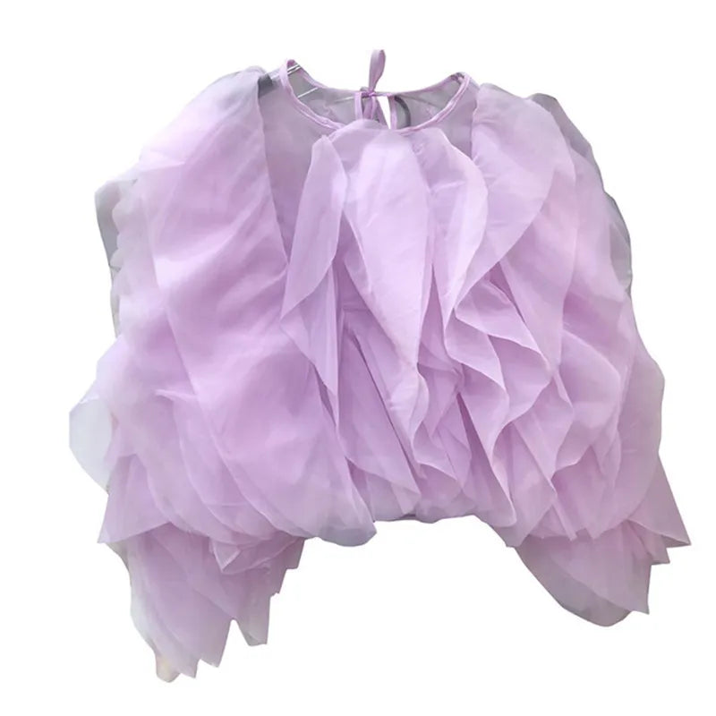 TatianaConti Chic Bluse Med Flæser Til Kvinder